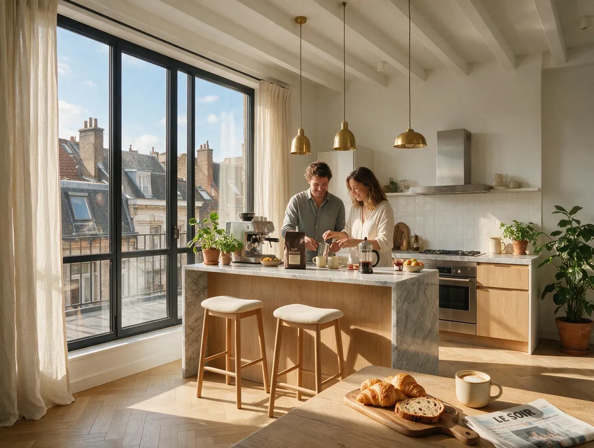 Clients dans leur appartement moderne à Molenbeek-Saint-Jean