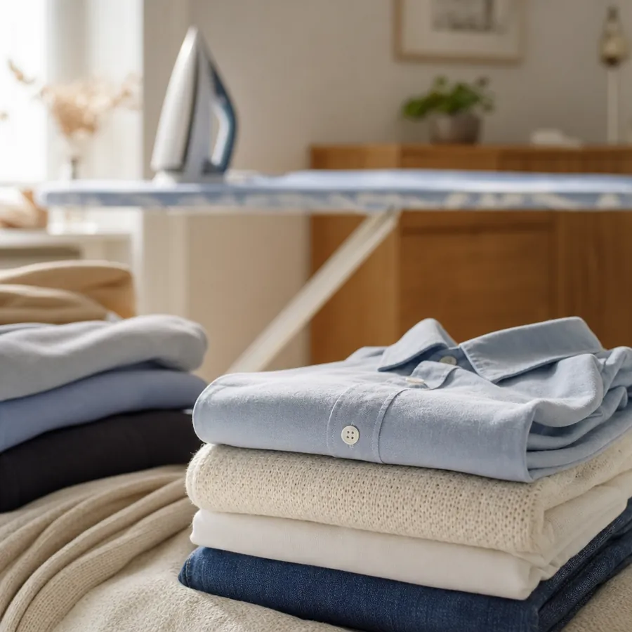 Aide-ménager(e) Maison'Net repassant le linge avec soin
