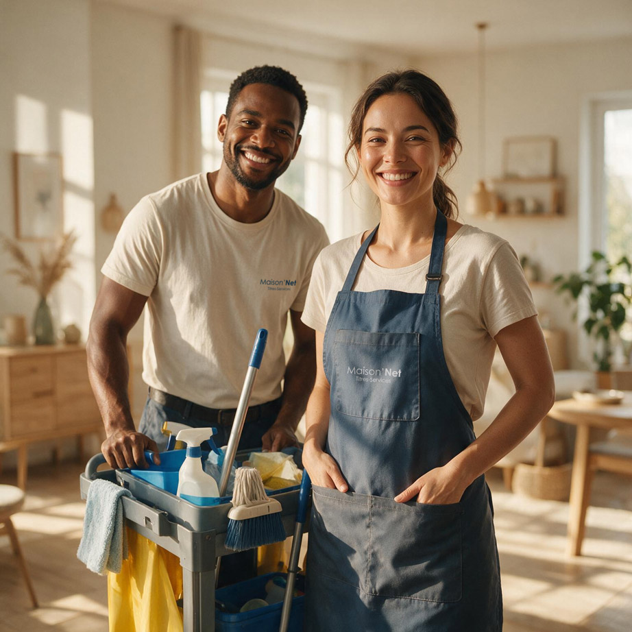Équipe Maison'Net souriant(e), prêt(e) à intervenir chez vous